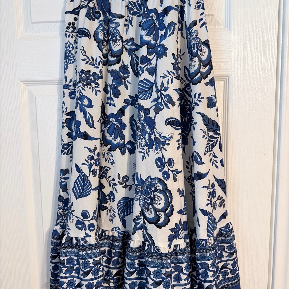 SHEIN Blue and White Floral Maxi Skirt